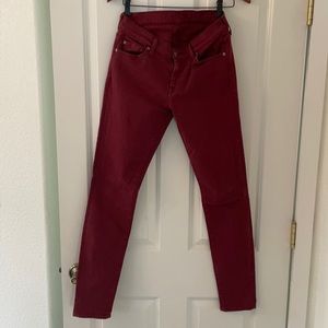 7 For All Mankind Skinny Burgundy/Red Jeans